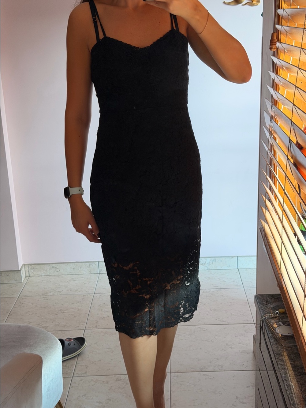 Classic Black Lace Spaghetti Strap Dress
